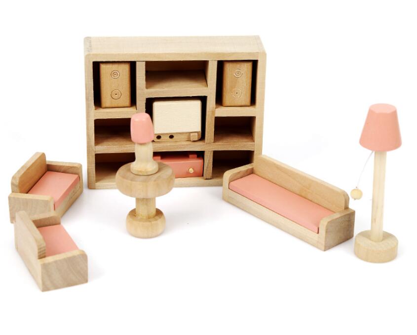 Wooden Furniture  & Doll for Doll House - Complete Set